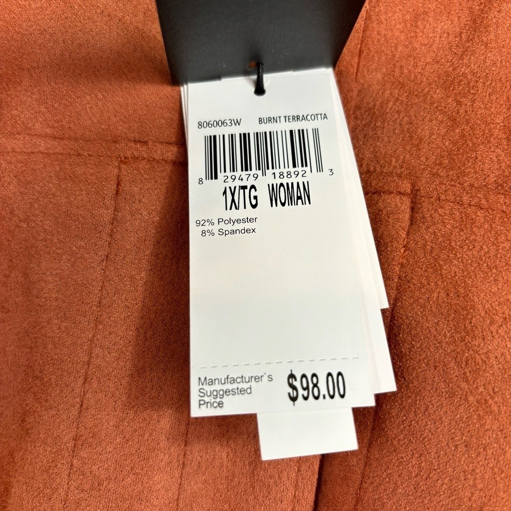 Truth by Republic Shacket Plus 1X Orange Shirt Jacket Casual Western Boho Suede - Picture 10 of 12